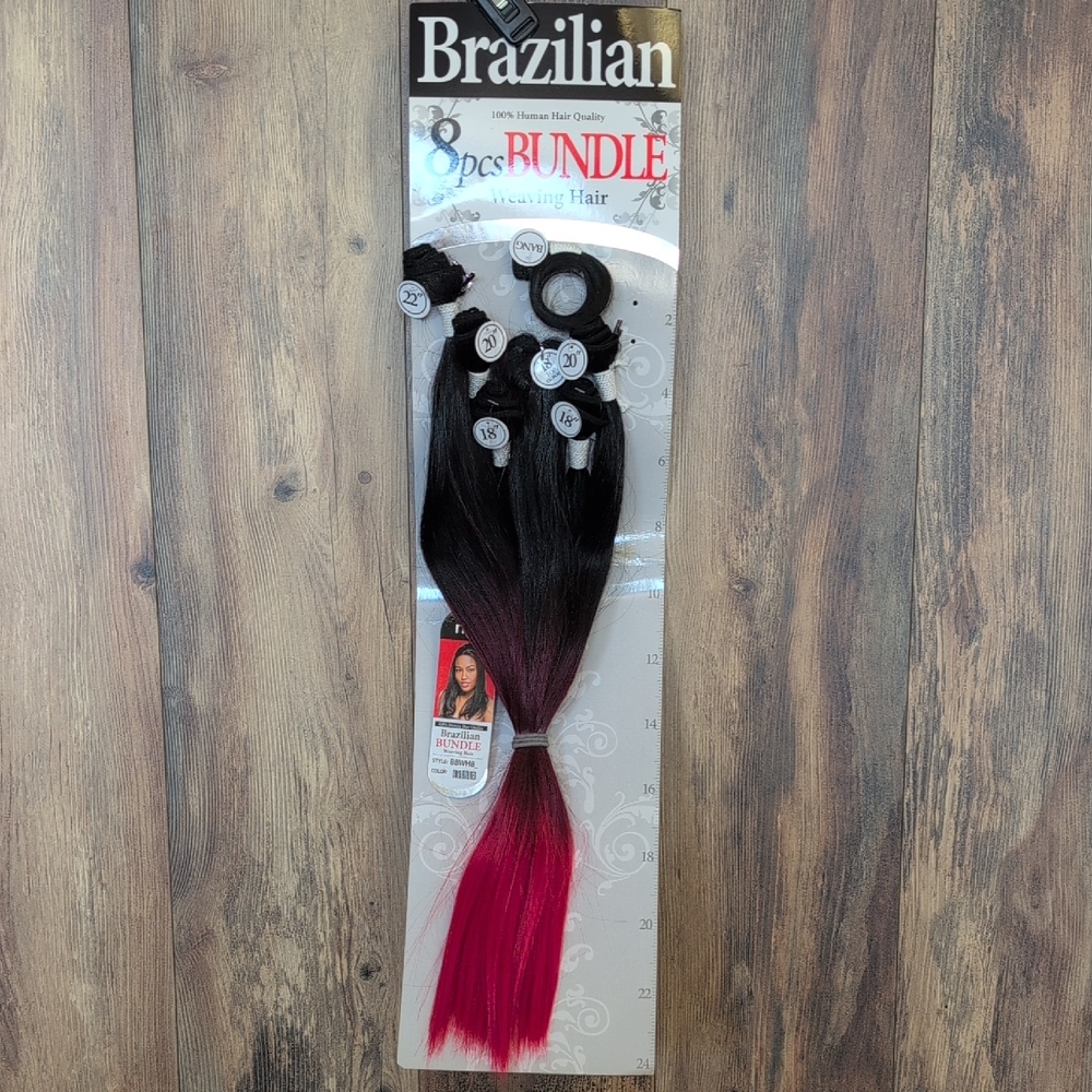 Brazilian 8pc Bundle Weaving Hair Bundle Black/Red BBWH8